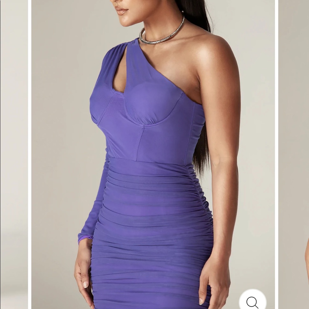 Elegant Purple One-Shoulder Midi Dress - Picture 5 of 10